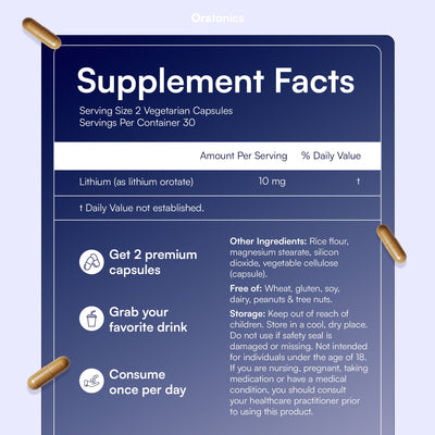 Mood, Stress & Anxiety Balance Capsules | 10mg Lithium Orotate