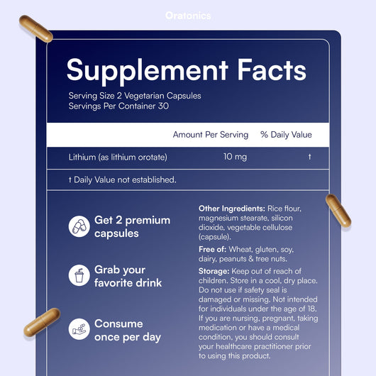 Mood, Stress & Anxiety Balance Capsules | 10mg Lithium Orotate
